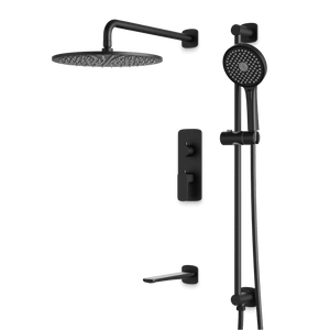 Artos Harmony Thermostatic Shower Trim Kit with Hand Shower on Slide Bar, Tub Filler in Matte Black – 8" Shower Head Size – PS116W8TRBK