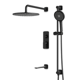 Artos Harmony Thermostatic Shower Trim Kit with Hand Shower on Slide Bar, Tub Filler in Matte Black – 12" Shower Head Size – PS116W12TRBK