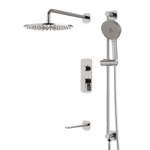 Artos Harmony Thermostatic Shower Trim Kit with Hand Shower on Slide Bar, Tub Filler in Brushed Nickel – 8" Shower Head Size – PS116W8TRBN