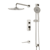 Artos Harmony Thermostatic Shower Trim Kit with Hand Shower on Slide Bar, Tub Filler in Polished Nickel – 8" Shower Head Size – PS116W8TRPN