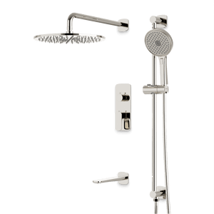 Artos Harmony Thermostatic Shower Trim Kit with Hand Shower on Slide Bar, Tub Filler in Polished Nickel – 12" Shower Head Size – PS116W12TRPN