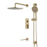 Artos Harmony Thermostatic Shower Trim Kit with Hand Shower on Slide Bar, Tub Filler in Satin Brass – 12" Shower Head Size – PS116W12TRSB