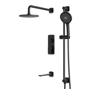 Artos Harmony Thermostatic Shower Trim Kit with Hand Shower on Slide Bar, Tub Filler in Matte Black – 8" Shower Head Size – PS116W8TRBK