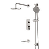Artos Harmony Thermostatic Shower Trim Kit with Hand Shower on Slide Bar, Tub Filler in Brushed Nickel – 8" Shower Head Size – PS116W8TRBN