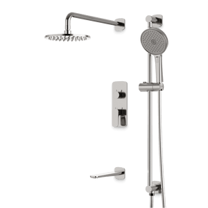Artos Harmony Thermostatic Shower Trim Kit with Hand Shower on Slide Bar, Tub Filler in Brushed Nickel – 8" Shower Head Size – PS116W8TRBN