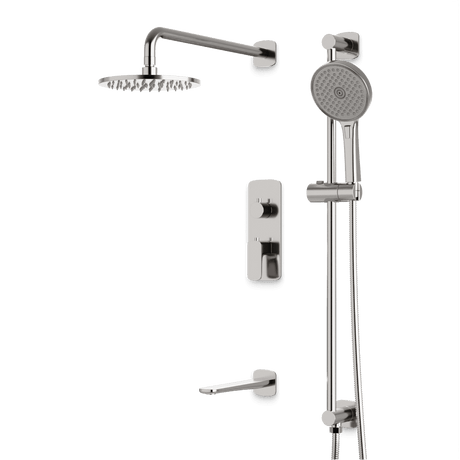 Artos Harmony Thermostatic Shower Trim Kit with Hand Shower on Slide Bar, Tub Filler in Brushed Nickel – 12" Shower Head Size – PS116W12TRBN