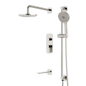 Artos Harmony Thermostatic Shower Trim Kit with Hand Shower on Slide Bar, Tub Filler in Polished Nickel – 12" Shower Head Size – PS116W12TRPN