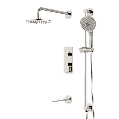 Artos Harmony Thermostatic Shower Trim Kit with Hand Shower on Slide Bar, Tub Filler in Polished Nickel – 12" Shower Head Size – PS116W12TRPN