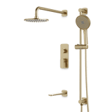 Artos Harmony Thermostatic Shower Trim Kit with Hand Shower on Slide Bar, Tub Filler in Satin Brass – 12" Shower Head Size – PS116W12TRSB