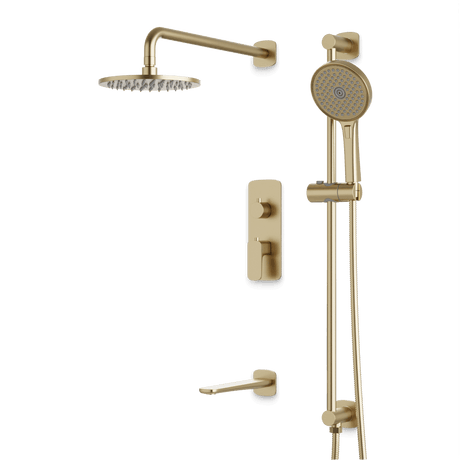Artos Harmony Thermostatic Shower Trim Kit with Hand Shower on Slide Bar, Tub Filler in Satin Brass – 12" Shower Head Size – PS116W12TRSB