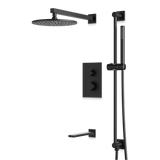 Artos Otella Thermostatic Shower Trim Kit with Hand Shower on Slide Bar, Tub Filler in Matte Black – Wide Control Trim Style – PS117BK