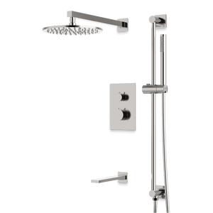 Artos Otella Thermostatic Shower Trim Kit with Hand Shower on Slide Bar, Tub Filler in Brushed Nickel – Wide Control Trim Style – PS117BN