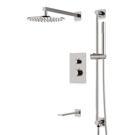 Artos Otella Thermostatic Shower Trim Kit with Hand Shower on Slide Bar, Tub Filler in Brushed Nickel – Wide Control Trim Style – PS117BN