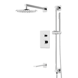 Artos Otella Thermostatic Shower Trim Kit with Hand Shower on Slide Bar, Tub Filler in Chrome – Wide Control Trim Style – PS117CH