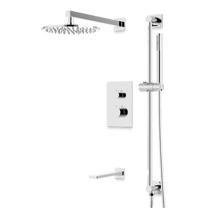 Artos Otella Thermostatic Shower Trim Kit with Hand Shower on Slide Bar, Tub Filler in Chrome – Wide Control Trim Style – PS117CH