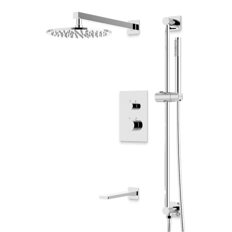 Artos Otella Thermostatic Shower Trim Kit with Hand Shower on Slide Bar, Tub Filler in Chrome – Wide Control Trim Style – PS117CH