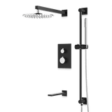 Artos Otella Thermostatic Shower Trim Kit with Hand Shower on Slide Bar, Tub Filler in Chrome/Matte Black – Wide Control Trim Style – PS117CHB