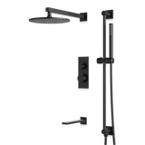 Artos Otella Thermostatic Shower Trim Kit with Hand Shower on Slide Bar, Tub Filler in Matte Black – Wide Control Trim Style – PS117BK