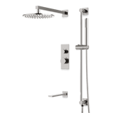 Artos Otella Thermostatic Shower Trim Kit with Hand Shower on Slide Bar, Tub Filler in Brushed Nickel – Wide Control Trim Style – PS117BN