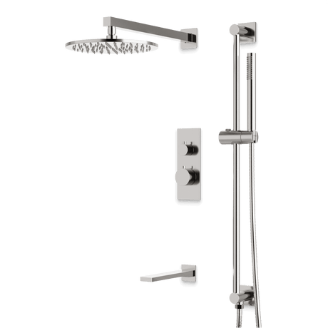 Artos Otella Thermostatic Shower Trim Kit with Hand Shower on Slide Bar, Tub Filler in Brushed Nickel – Wide Control Trim Style – PS117BN