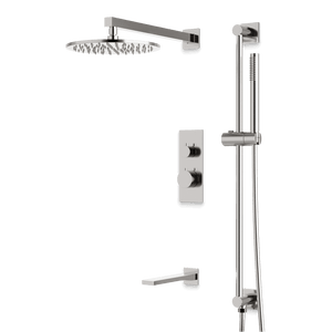 Artos Otella Thermostatic Shower Trim Kit with Hand Shower on Slide Bar, Tub Filler in Brushed Nickel – Wide Control Trim Style