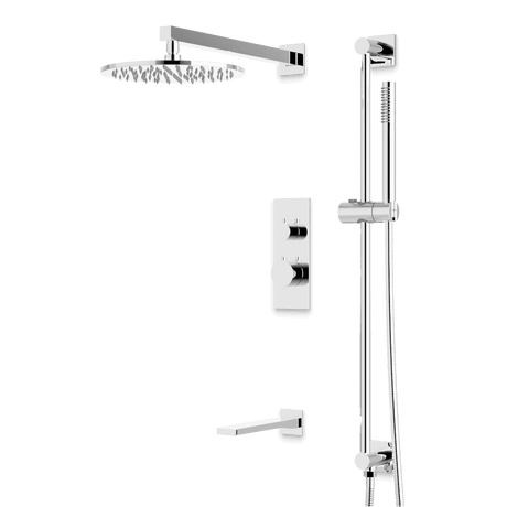 Artos Otella Thermostatic Shower Trim Kit with Hand Shower on Slide Bar, Tub Filler in Chrome – Wide Control Trim Style – PS117CH