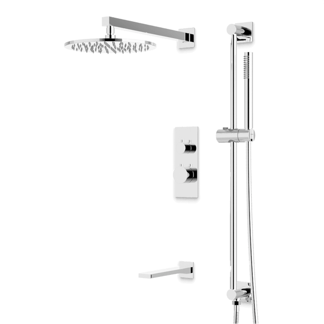 Artos Otella Thermostatic Shower Trim Kit with Hand Shower on Slide Bar, Tub Filler in Chrome – Wide Control Trim Style – PS117CH