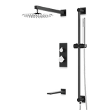 Artos Otella Thermostatic Shower Trim Kit with Hand Shower on Slide Bar, Tub Filler in Chrome/Matte Black – Wide Control Trim Style – PS117CHB