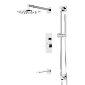 Artos Otella Thermostatic Shower Trim Kit with Hand Shower on Slide Bar, Tub Filler in Chrome – Wide Control Trim Style