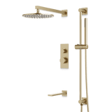 Artos Otella Thermostatic Shower Trim Kit with Hand Shower on Slide Bar, Tub Filler in Satin Brass – Wide Control Trim Style – PS117SB