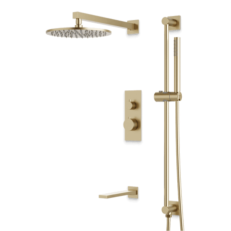 Artos Otella Thermostatic Shower Trim Kit with Hand Shower on Slide Bar, Tub Filler in Satin Brass – Wide Control Trim Style – PS117SB