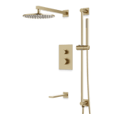 Artos Otella Thermostatic Shower Trim Kit with Hand Shower on Slide Bar, Tub Filler in Satin Brass – Wide Control Trim Style – PS117SB