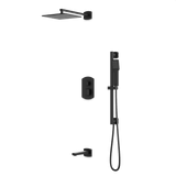 Artos Transitional Thermostatic Shower Trim Kit with Wall Mount Shower Head, Hand Shower on Slide Bar, Tub Filler in Matte Black – PS118BK