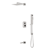 Artos Transitional Thermostatic Shower Trim Kit with Wall Mount Shower Head, Hand Shower on Slide Bar, Tub Filler in Brushed Nickel – PS118BN