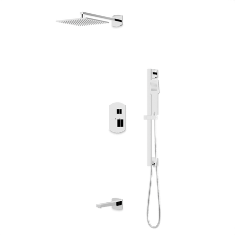 Artos Transitional Thermostatic Shower Trim Kit with Wall Mount Shower Head, Hand Shower on Slide Bar, Tub Filler in Chrome – PS118CH