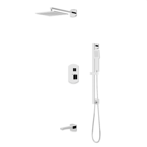 Artos Transitional Thermostatic Shower Trim Kit with Wall Mount Shower Head, Hand Shower on Slide Bar, Tub Filler in Chrome