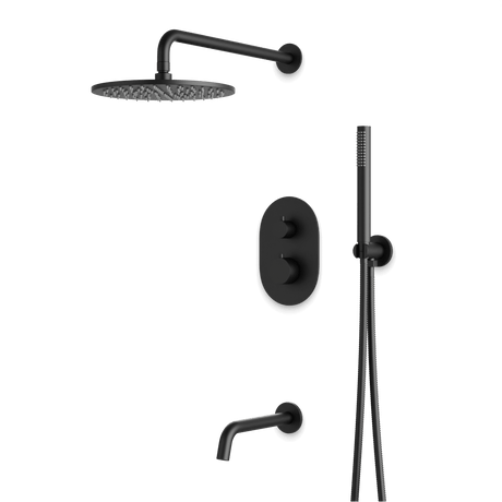 Artos Opera Thermostatic Shower Trim Kit with Hand Shower, Tub Filler in Matte Black – Wide Control Trim Style – PS120BK