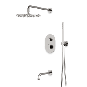Artos Opera Thermostatic Shower Trim Kit with Hand Shower, Tub Filler in Brushed Nickel – Wide Control Trim Style – PS120BN