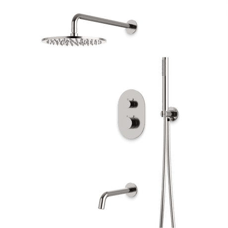 Artos Opera Thermostatic Shower Trim Kit with Hand Shower, Tub Filler in Brushed Nickel – Wide Control Trim Style – PS120BN