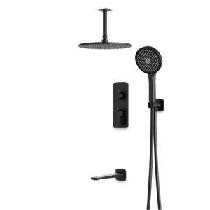 Artos Harmony Thermostatic Shower Trim Kit with Hand Shower, Tub Filler in Matte Black – 8