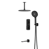 Artos Harmony Thermostatic Shower Trim Kit with Hand Shower, Tub Filler in Matte Black – 12" Shower Head Size – PS120W12TRBK