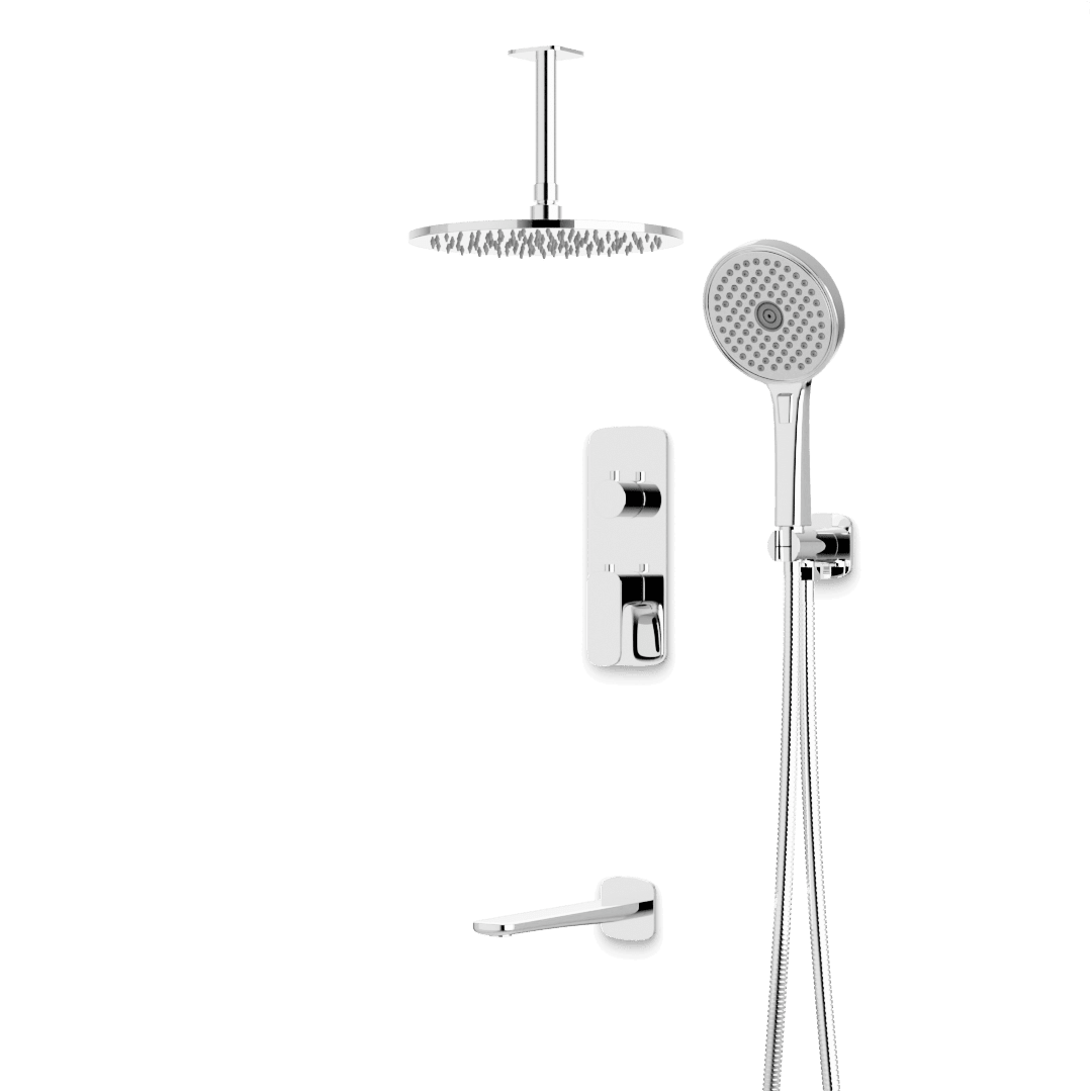 Artos Harmony Thermostatic Shower Trim Kit with Hand Shower, Tub Filler in Chrome – 12" Shower Head Size – PS120W12TRCH