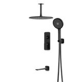 Artos Harmony Thermostatic Shower Trim Kit with Hand Shower, Tub Filler in Matte Black – 8" Shower Head Size – PS120W8TRBK