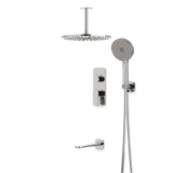 Artos Harmony Thermostatic Shower Trim Kit with Hand Shower, Tub Filler in Brushed Nickel – 12" Shower Head Size – PS120W12TRBN