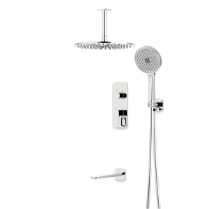 Artos Harmony Thermostatic Shower Trim Kit with Hand Shower, Tub Filler in Chrome – 8" Shower Head Size – PS120W8TRCH