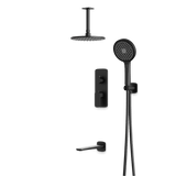 Artos Harmony Thermostatic Shower Trim Kit with Hand Shower, Tub Filler in Matte Black – 8" Shower Head Size – PS120W8TRBK