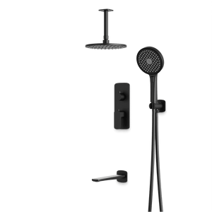 Artos Harmony Thermostatic Shower Trim Kit with Hand Shower, Tub Filler in Matte Black – 8" Shower Head Size – PS120W8TRBK