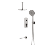Artos Harmony Thermostatic Shower Trim Kit with Hand Shower, Tub Filler in Brushed Nickel – 12" Shower Head Size – PS120W12TRBN