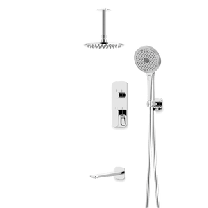 Artos Harmony Thermostatic Shower Trim Kit with Hand Shower, Tub Filler in Chrome – 8" Shower Head Size – PS120W8TRCH