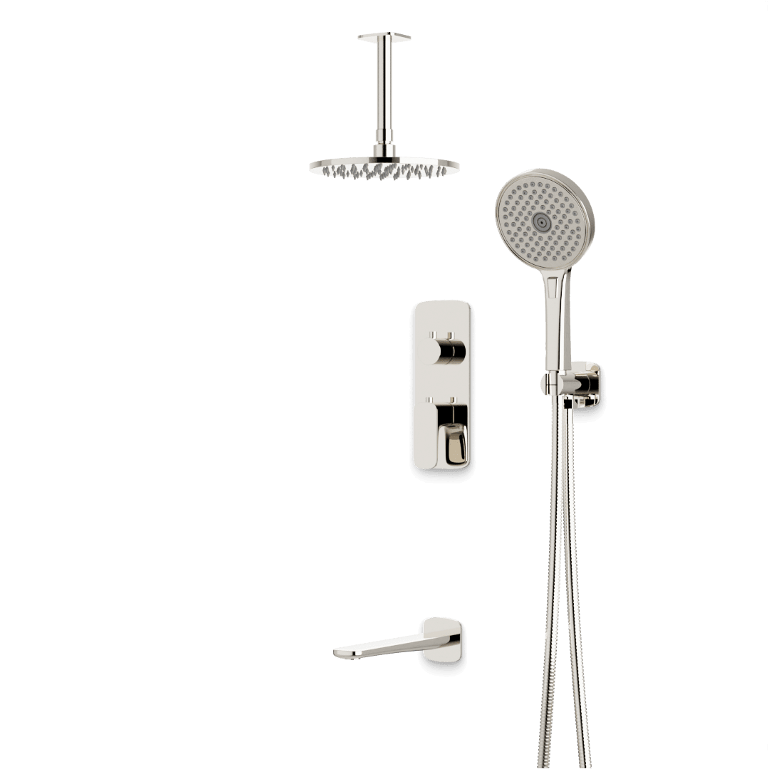 Artos Harmony Thermostatic Shower Trim Kit with Hand Shower, Tub Filler in Polished Nickel – 12" Shower Head Size – PS120W12TRPN